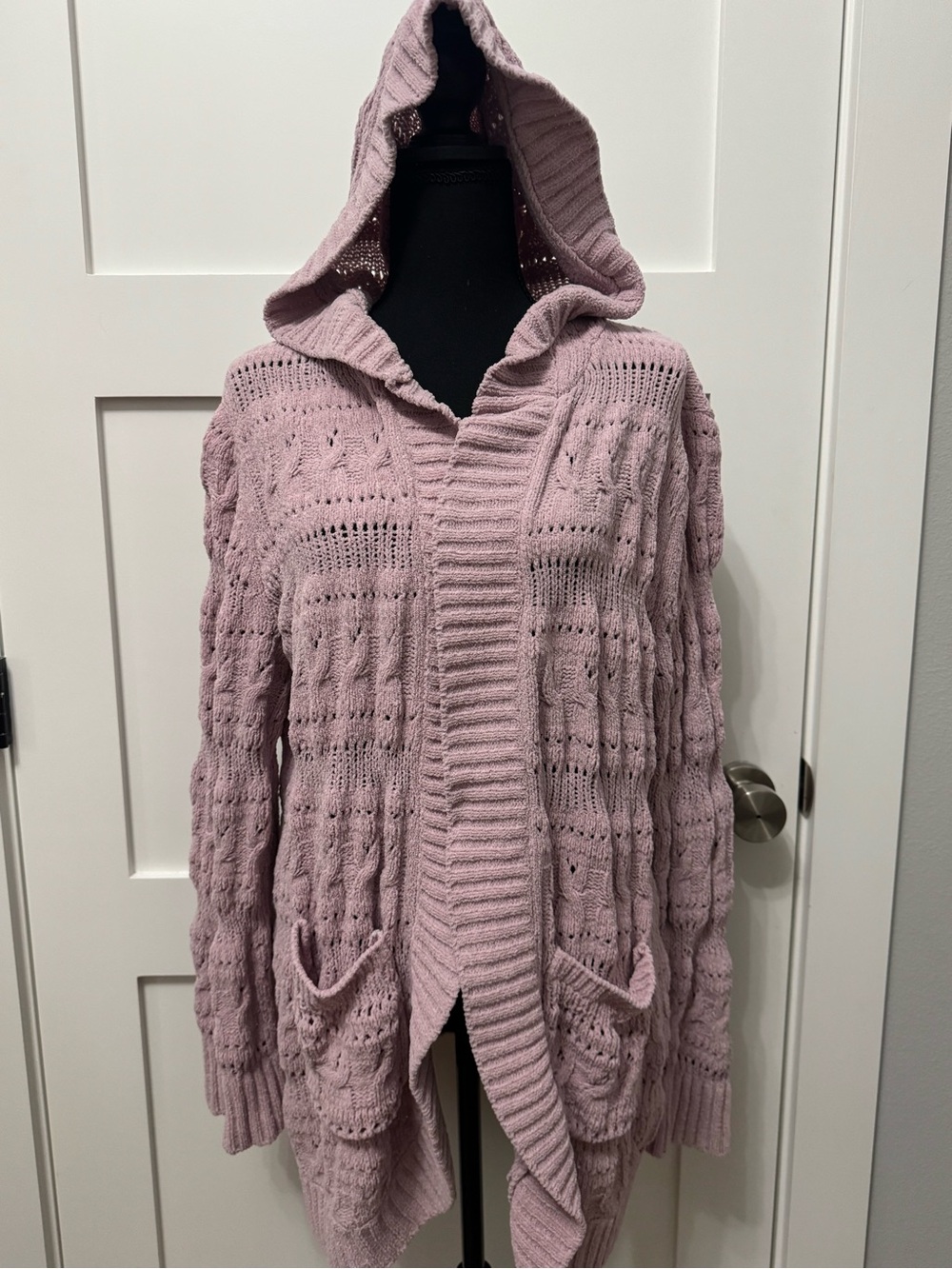 No Boundaries Mauve Hooded Open Cardigan